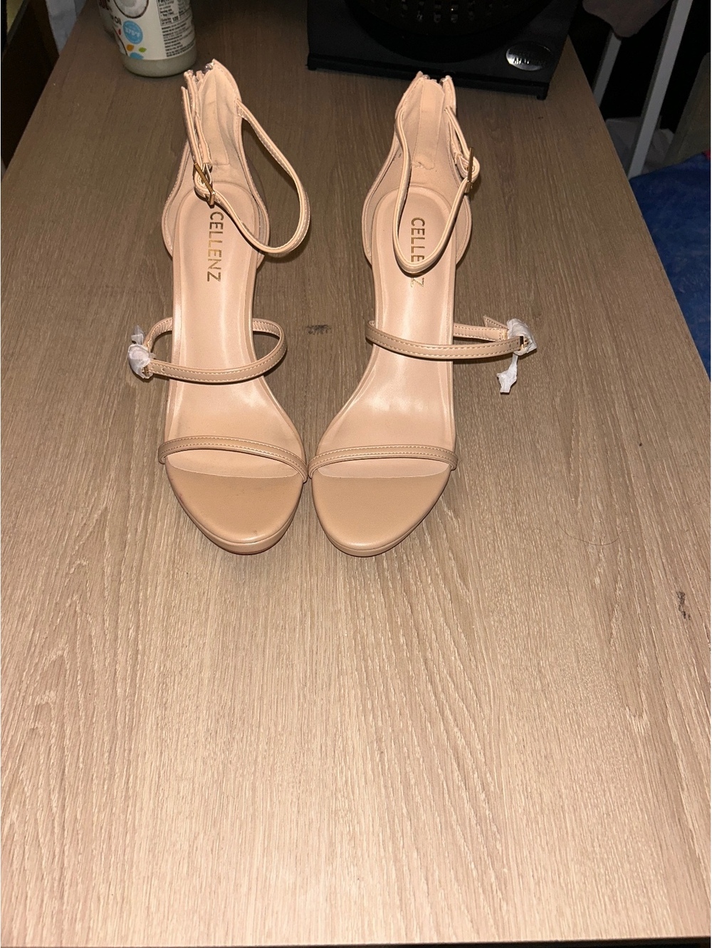 Cellenz Nude Strappy High Heel Sandals with Ankle Strap
